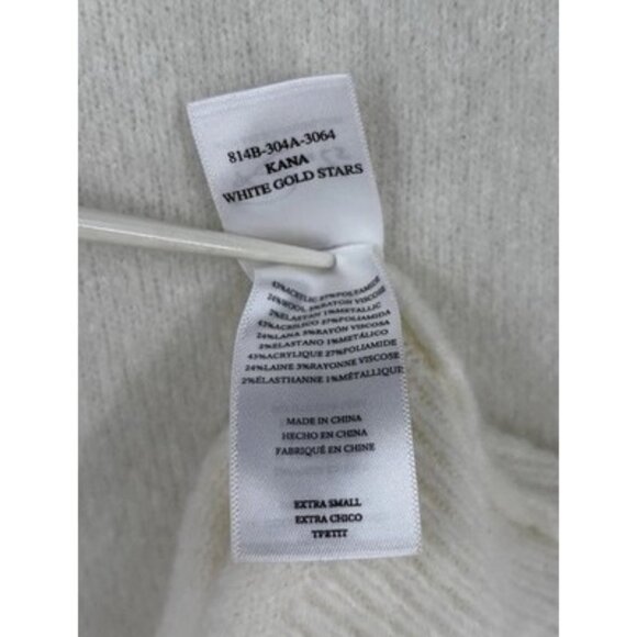 Rails Kana Sweater Off White Gold Stars Women’s XS Quiet Luxury Preppy - Picture 7 of 10